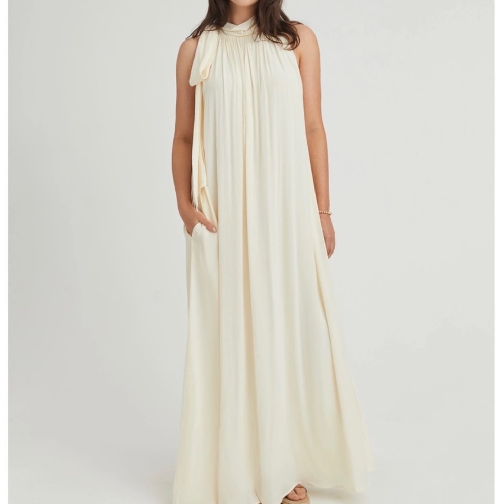 Something Navy | Neck Tie Maxi Dress